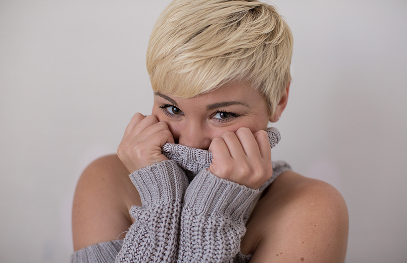 photograph of girl with short hair in comfy sweater orlando